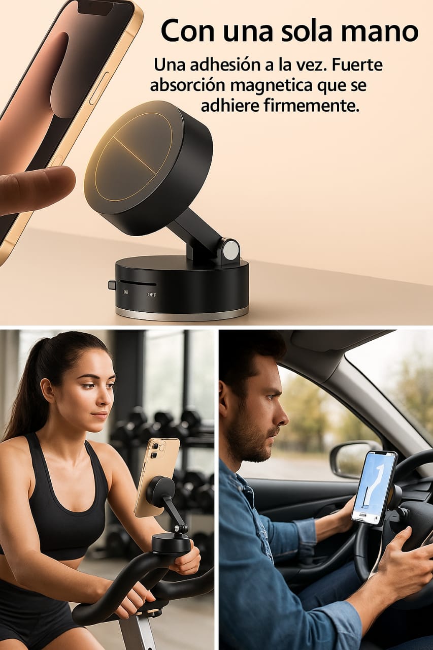 Soporte Magnético 360° con Ventosa – Fijación Súper Segura para Móvil